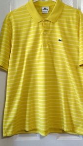 Lacoste polo shirt yellow white stripe 7 L